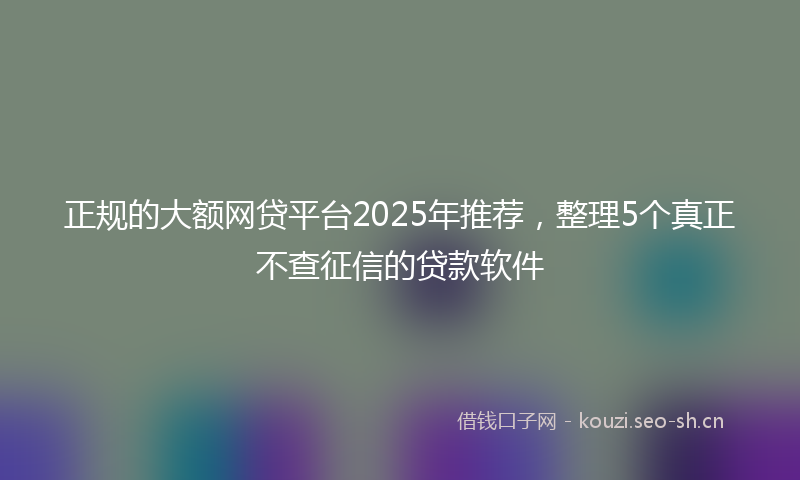 正规的大额网贷平台2025年推荐，整理5个真正不查征信的贷款软件