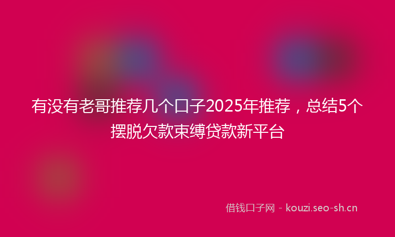 有没有老哥推荐几个口子2025年推荐，总结5个摆脱欠款束缚贷款新平台