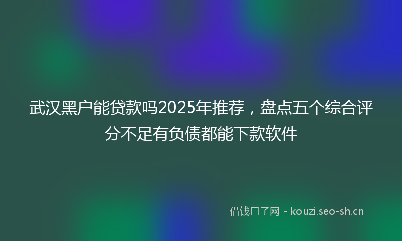 武汉黑户能贷款吗2025年推荐，盘点五个综合评分不足有负债都能下款软件