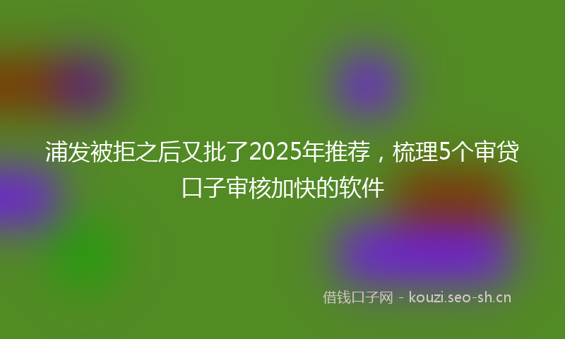 浦发被拒之后又批了2025年推荐,梳理5个审贷口子审核加快的软件