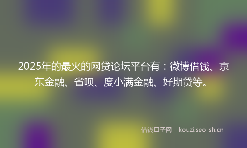 2025年的最火的网贷论坛平台有：微博借钱、京东金融、省呗、度小满金融、好期贷等。