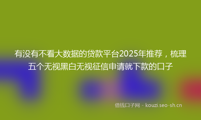 有没有不看大数据的贷款平台2025年推荐，梳理五个无视黑白无视征信申请就下款的口子