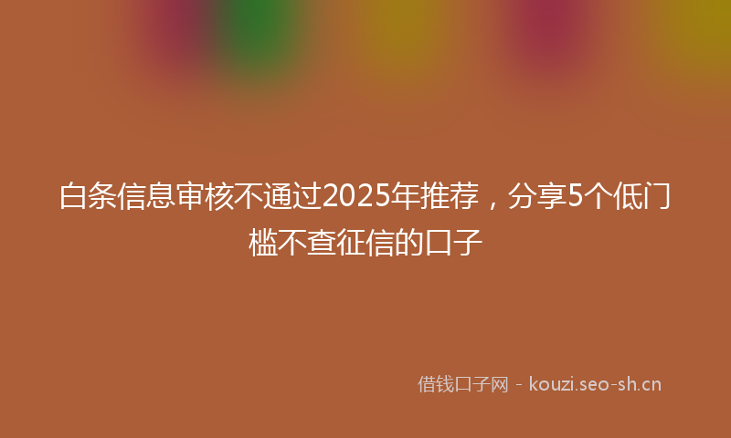 白条信息审核不通过2025年推荐,分享5个低门槛不查征信的口子