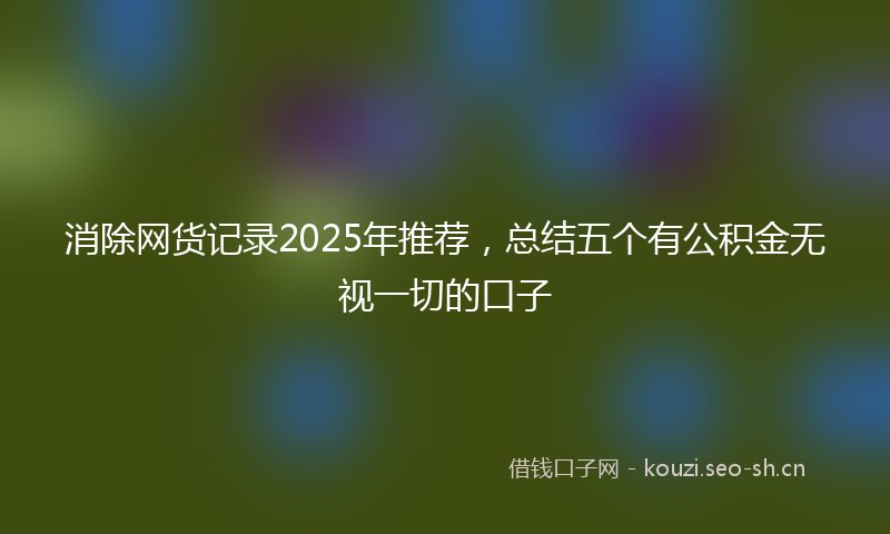 消除网货记录2025年推荐，总结五个有公积金无视一切的口子