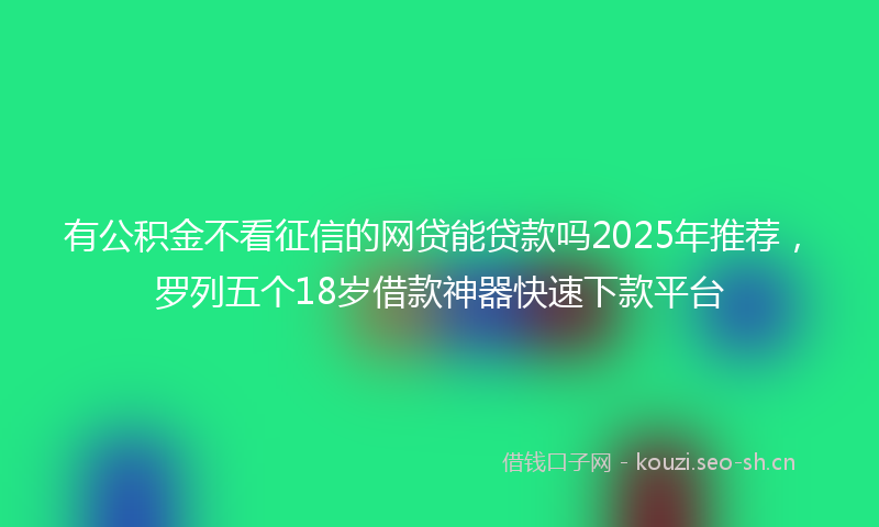 有公积金不看征信的网贷能贷款吗2025年推荐，罗列五个18岁借款神器快速下款平台