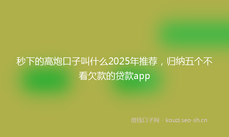 秒下的高炮口子叫什么2025年推荐，归纳五个不看欠款的贷款app