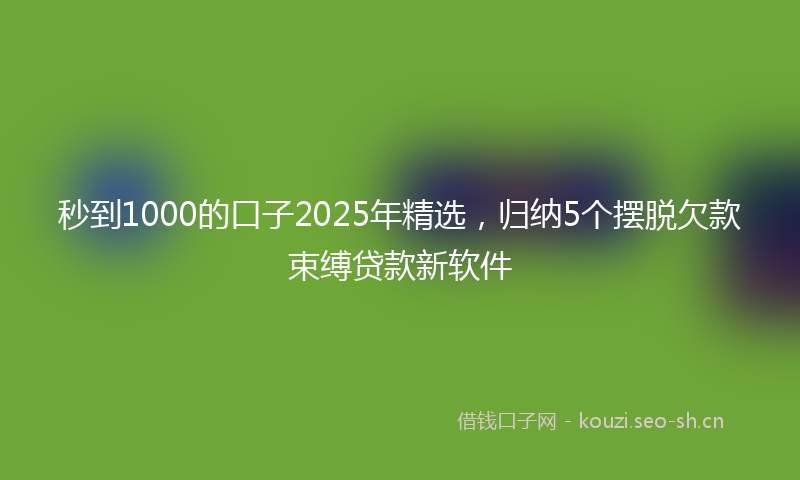 秒到1000的口子2025年精选，归纳5个摆脱欠款束缚贷款新软件
