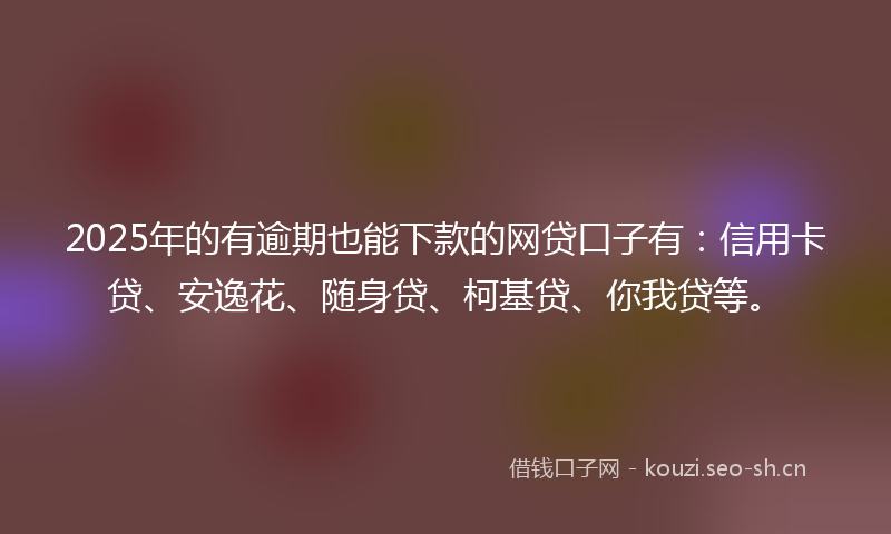 2025年的有逾期也能下款的网贷口子有：信用卡贷、安逸花、随身贷、柯基贷、你我贷等。