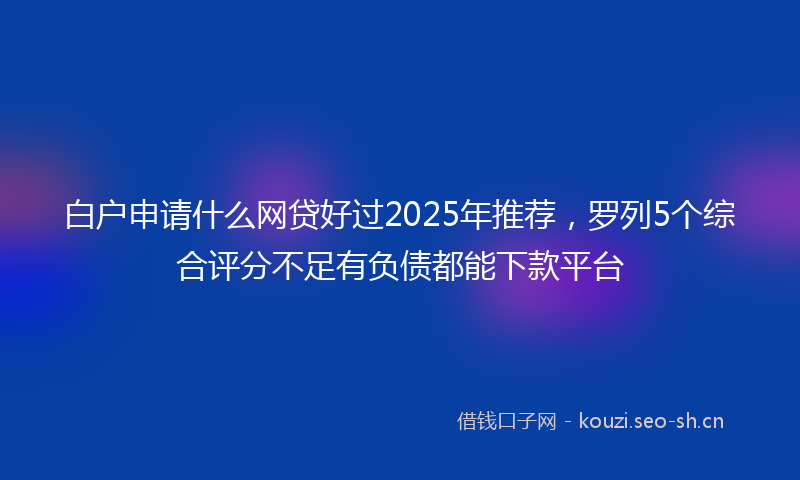 白户申请什么网贷好过2025年推荐，罗列5个综合评分不足有负债都能下款平台