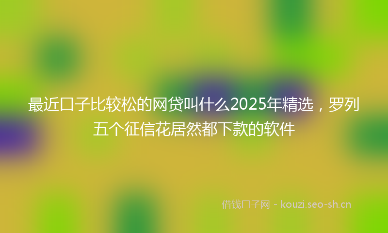 最近口子比较松的网贷叫什么2025年精选,罗列五个征信花居然都下款的软件