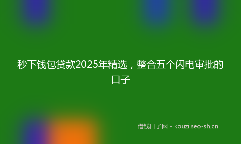 秒下钱包贷款2025年精选，整合五个闪电审批的口子