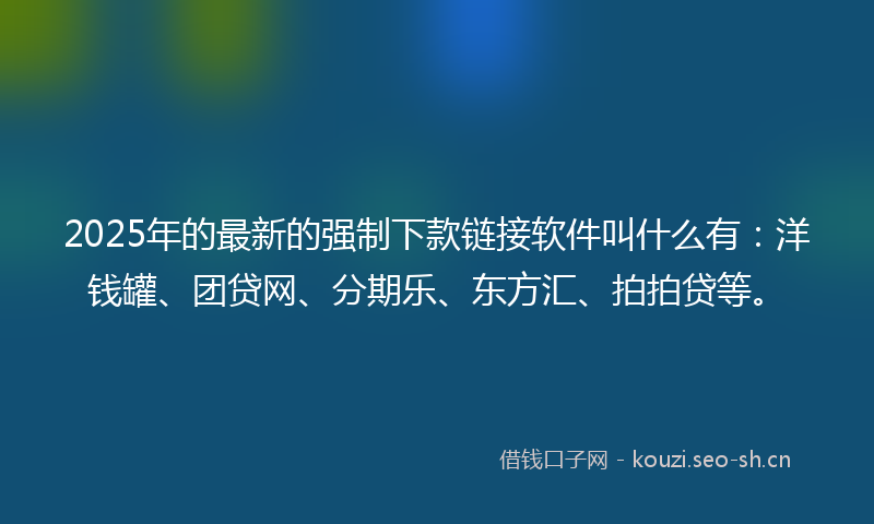 2025年的最新的强制下款链接软件叫什么有：洋钱罐、团贷网、分期乐、东方汇、拍拍贷等。