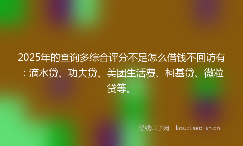 2025年的查询多综合评分不足怎么借钱不回访有:滴水贷、功夫贷、美团生活费、柯基贷、微粒贷等。