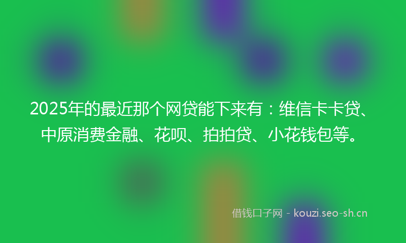 2025年的最近那个网贷能下来有：维信卡卡贷、中原消费金融、花呗、拍拍贷、小花钱包等。