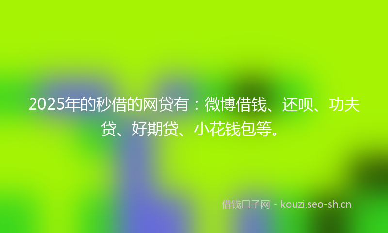 2025年的秒借的网贷有：微博借钱、还呗、功夫贷、好期贷、小花钱包等。