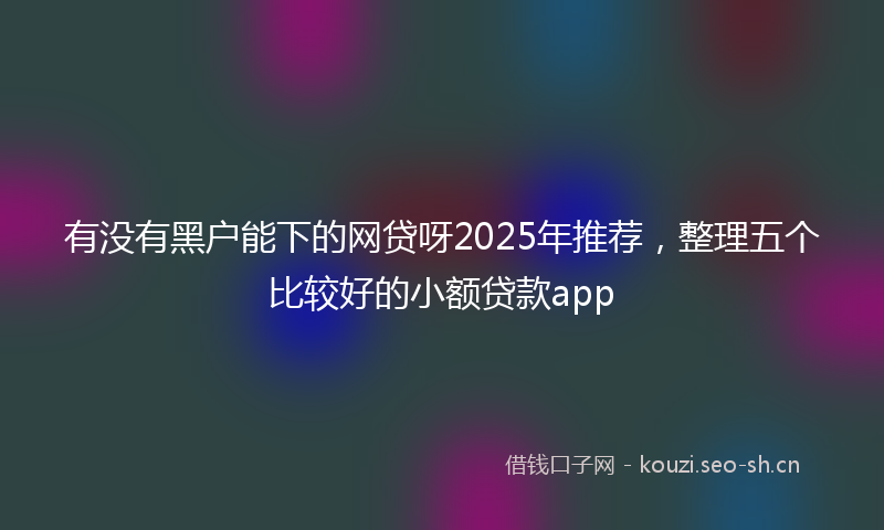 有没有黑户能下的网贷呀2025年推荐，整理五个比较好的小额贷款app