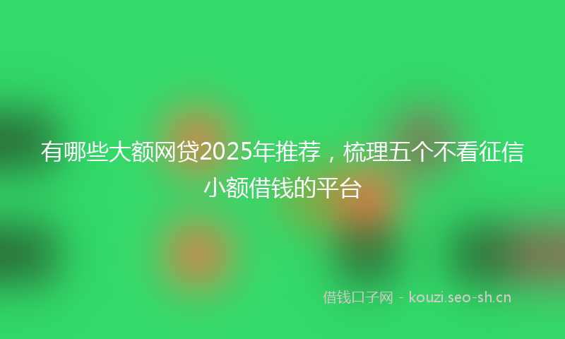 有哪些大额网贷2025年推荐，梳理五个不看征信小额借钱的平台