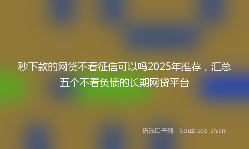 秒下款的网贷不看征信可以吗2025年推荐，汇总五个不看负债的长期网贷平台