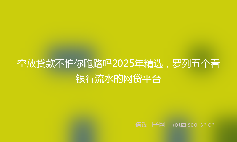 空放贷款不怕你跑路吗2025年精选，罗列五个看银行流水的网贷平台