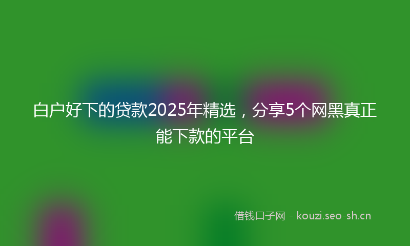 白户好下的贷款2025年精选，分享5个网黑真正能下款的平台