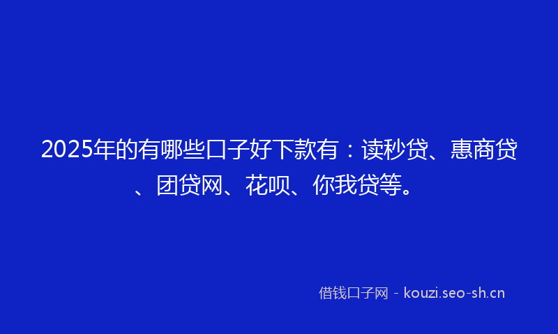 2025年的有哪些口子好下款有：读秒贷、惠商贷、团贷网、花呗、你我贷等。
