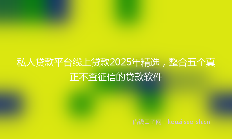 私人贷款平台线上贷款2025年精选，整合五个真正不查征信的贷款软件