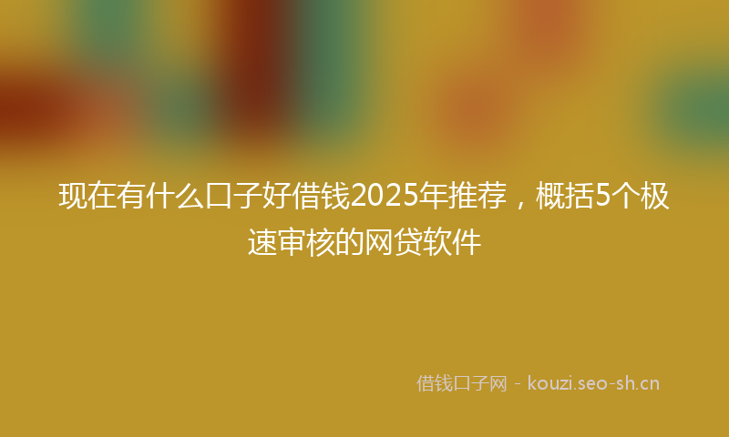 现在有什么口子好借钱2025年推荐，概括5个极速审核的网贷软件