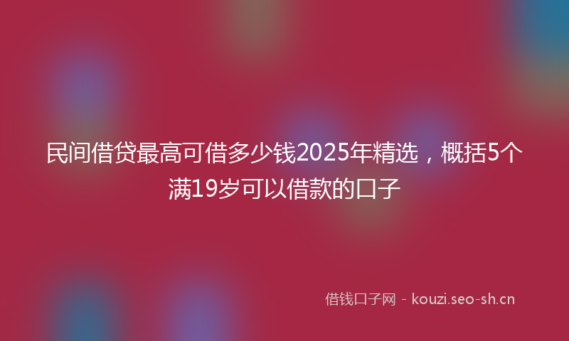 民间借贷最高可借多少钱2025年精选，概括5个满19岁可以借款的口子