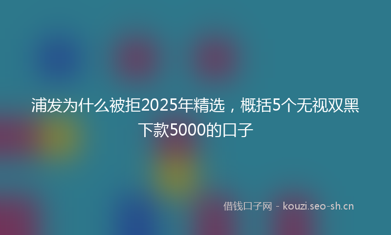 浦发为什么被拒2025年精选，概括5个无视双黑下款5000的口子