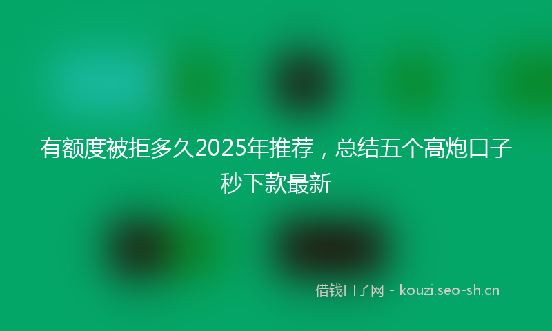 有额度被拒多久2025年推荐，总结五个高炮口子秒下款最新