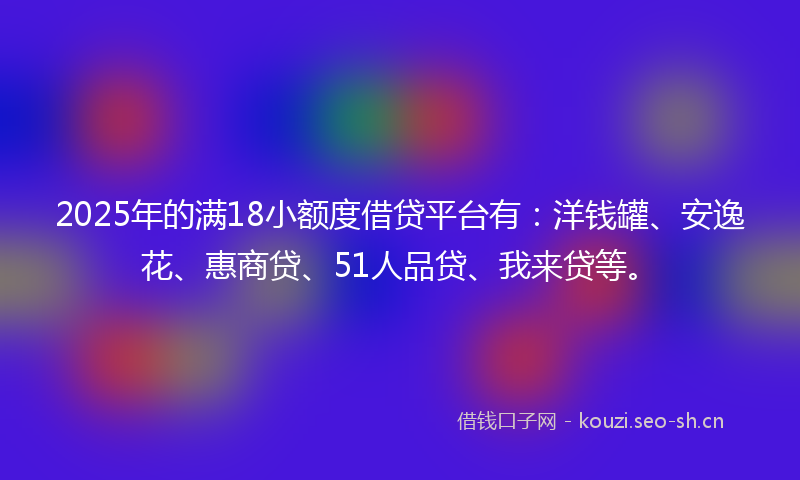 2025年的满18小额度借贷平台有：洋钱罐、安逸花、惠商贷、51人品贷、我来贷等。