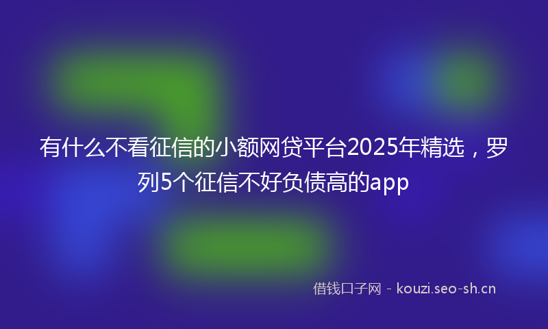 有什么不看征信的小额网贷平台2025年精选，罗列5个征信不好负债高的app