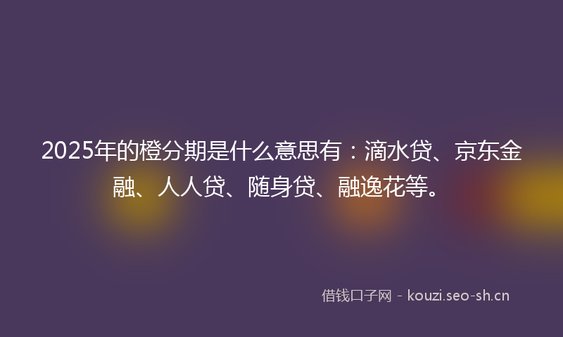 2025年的橙分期是什么意思有：滴水贷、京东金融、人人贷、随身贷、融逸花等。