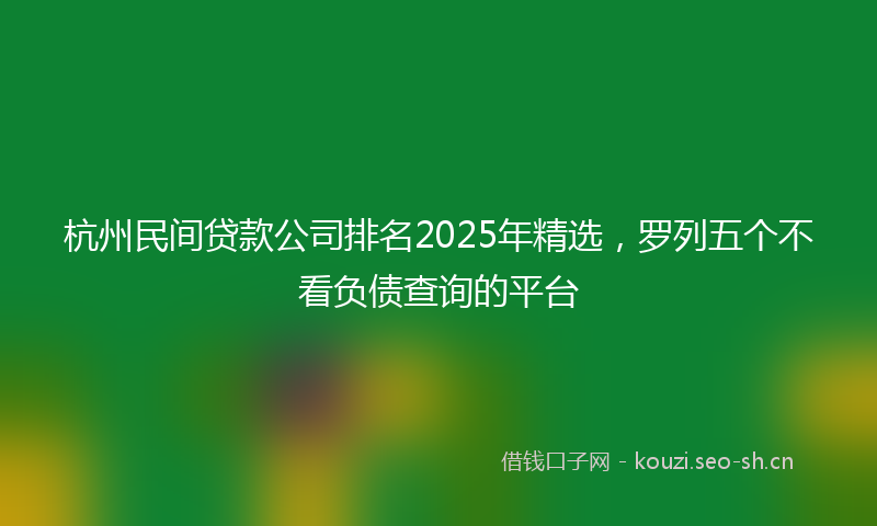 杭州民间贷款公司排名2025年精选，罗列五个不看负债查询的平台