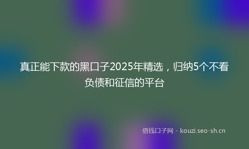 真正能下款的黑口子2025年精选，归纳5个不看负债和征信的平台