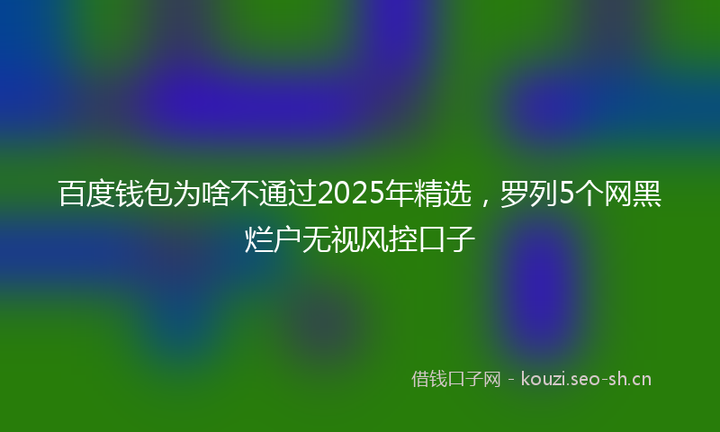 百度钱包为啥不通过2025年精选,罗列5个网黑烂户无视风控口子