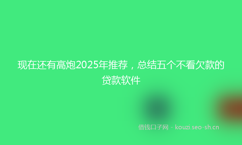 现在还有高炮2025年推荐，总结五个不看欠款的贷款软件