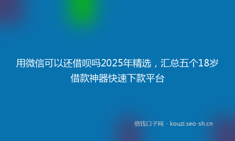 用微信可以还借呗吗2025年精选,汇总五个18岁借款神器快速下款平台