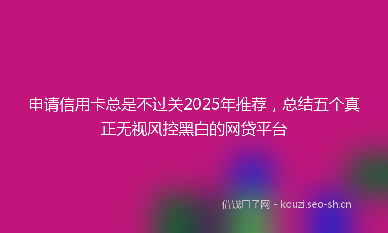 申请信用卡总是不过关2025年推荐，总结五个真正无视风控黑白的网贷平台