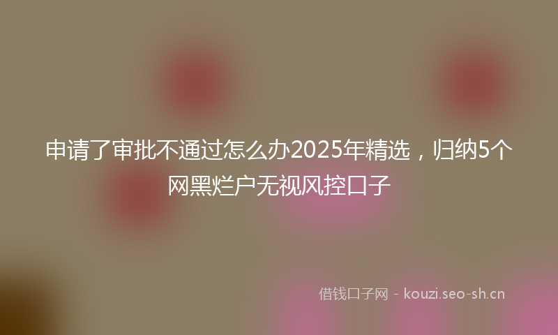 申请了审批不通过怎么办2025年精选，归纳5个网黑烂户无视风控口子
