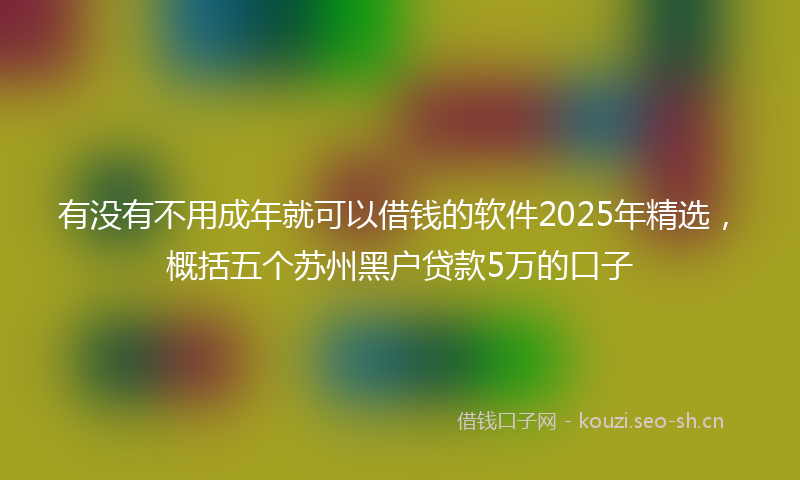 有没有不用成年就可以借钱的软件2025年精选，概括五个苏州黑户贷款5万的口子