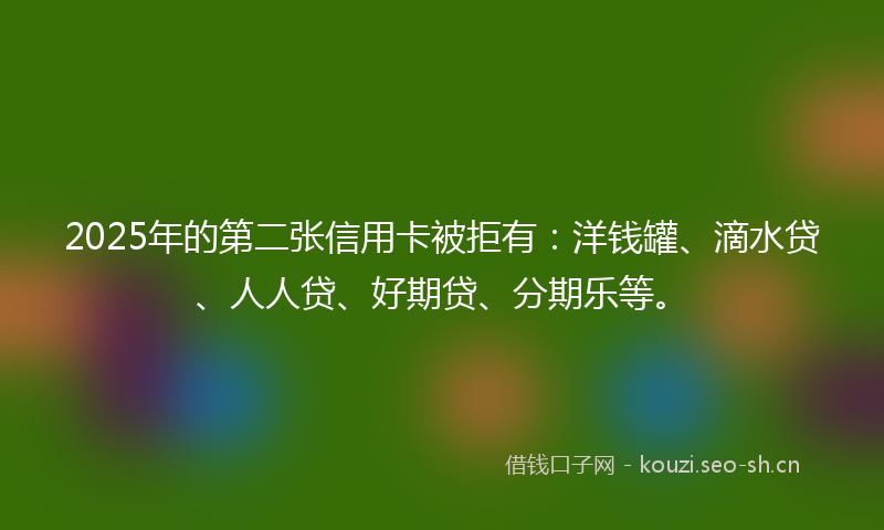 2025年的第二张信用卡被拒有：洋钱罐、滴水贷、人人贷、好期贷、分期乐等。