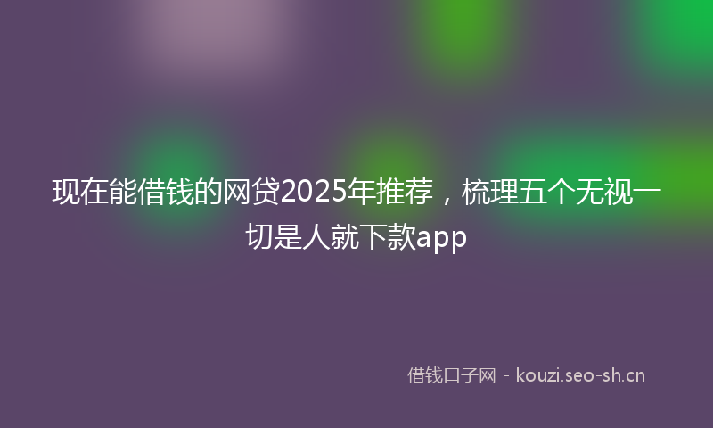 现在能借钱的网贷2025年推荐，梳理五个无视一切是人就下款app