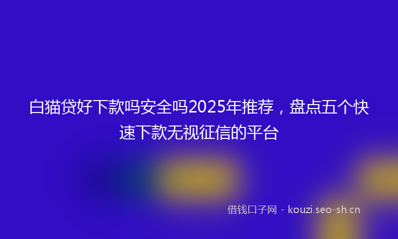 白猫贷好下款吗安全吗2025年推荐，盘点五个快速下款无视征信的平台