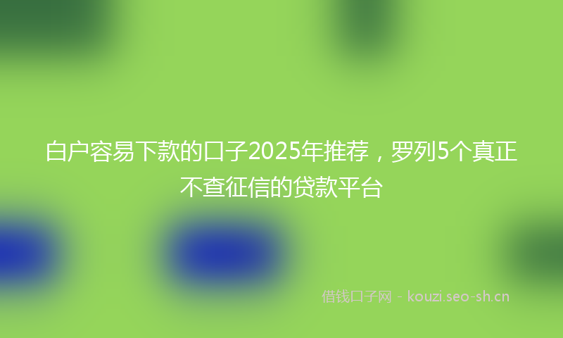 白户容易下款的口子2025年推荐，罗列5个真正不查征信的贷款平台