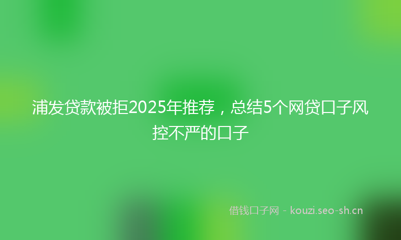 浦发贷款被拒2025年推荐，总结5个网贷口子风控不严的口子