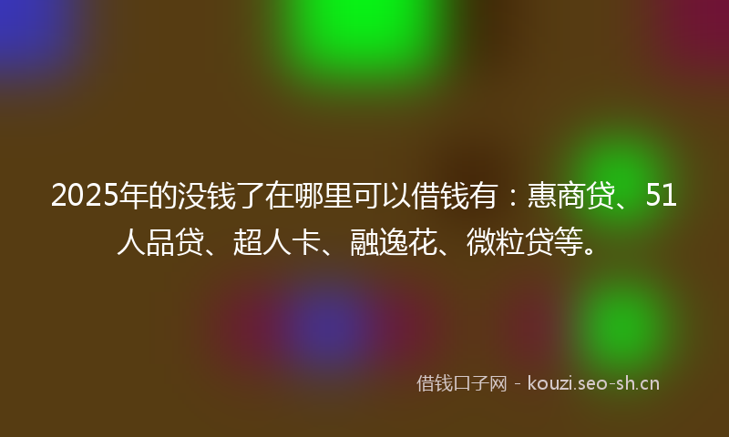 2025年的没钱了在哪里可以借钱有:惠商贷、51人品贷、超人卡、融逸花、微粒贷等。