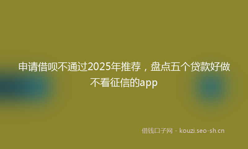 申请借呗不通过2025年推荐，盘点五个贷款好做不看征信的app