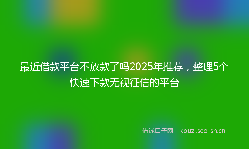 最近借款平台不放款了吗2025年推荐，整理5个快速下款无视征信的平台