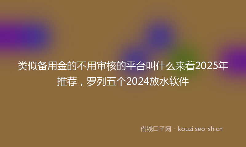 类似备用金的不用审核的平台叫什么来着2025年推荐，罗列五个2024放水软件